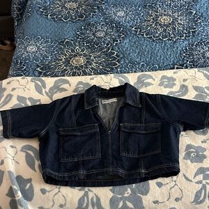 Zara Dark Blue Denim Crop Top